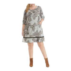NWT Chris McLaughlin Plus Size Puff Paisley 3/4 Sleeve‎ Dress Size 20W